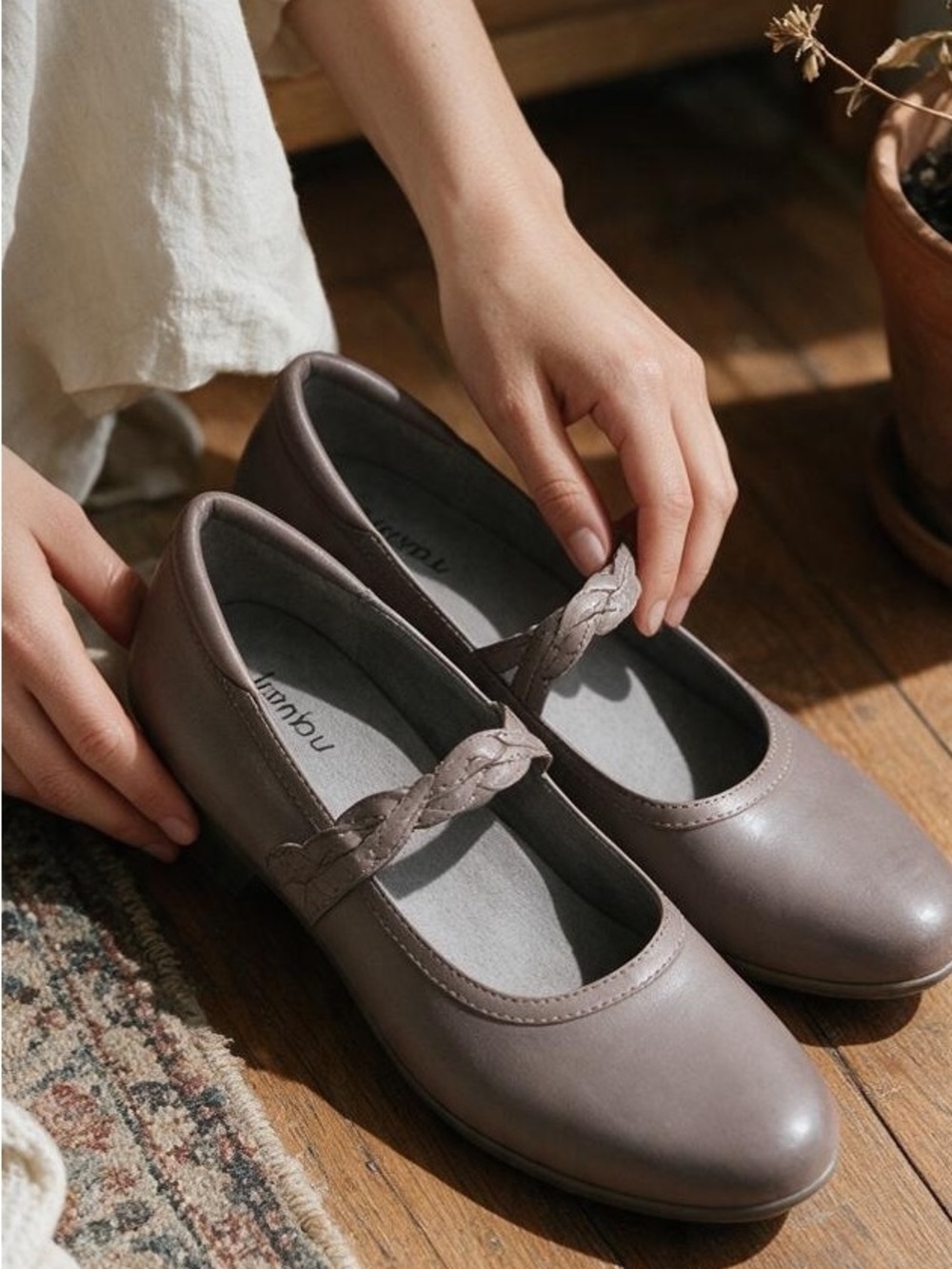 ABEO Marisol Neutral Mary Jane Heel Walnut Brown Sz 8.5 Narrow Comfort Leather